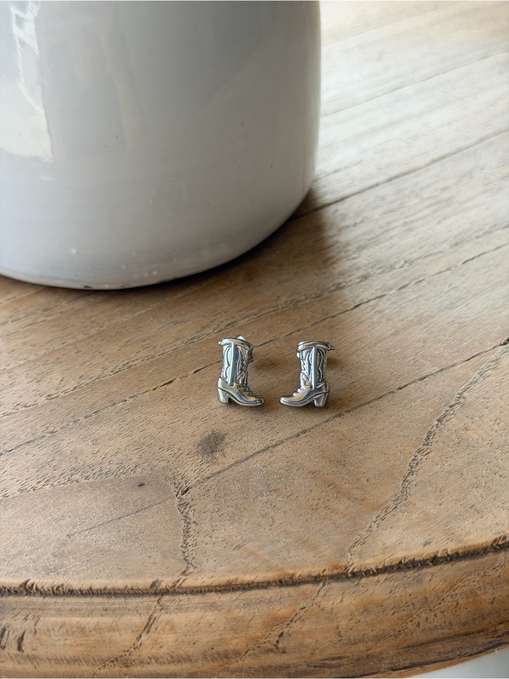 Cowboy Boot Stainless Steel Stud Earrings